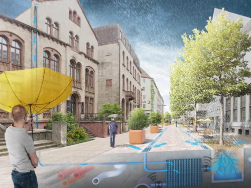 Visualisierung eines Teils der Innenstadt von Hannover.